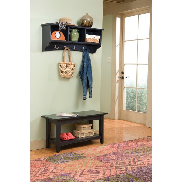 Shaker Cottage Storage Coat Hook With Bench Set, Charcoal Gray